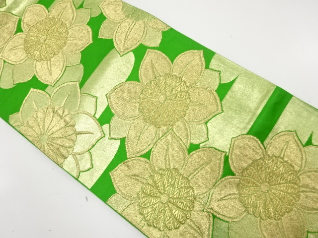 JAPANESE KIMONO / ANTIQUE FUKURO OBI / SILK / WOVEN EGASUMI PATTERN